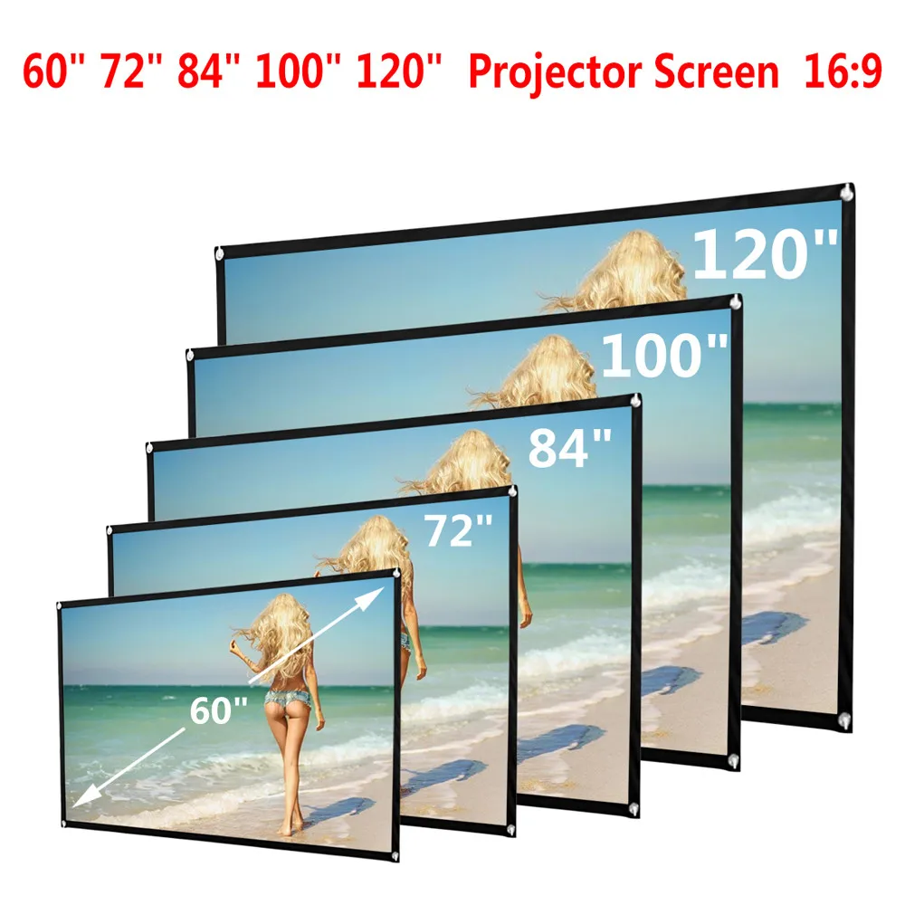 

60 72 84 100 120 150 Inches HD Projector Screen 16:9 Home Outdoor KTV Office Cinema Theater Projection Portable 3D Screen#g3