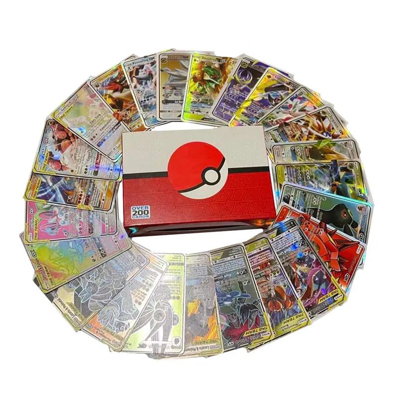 

200Pcs Pokemon Card Battle Game Card 80EX 20MEGA 60V 40Vmax No Repeat Trading Game Card Collection Shining Card