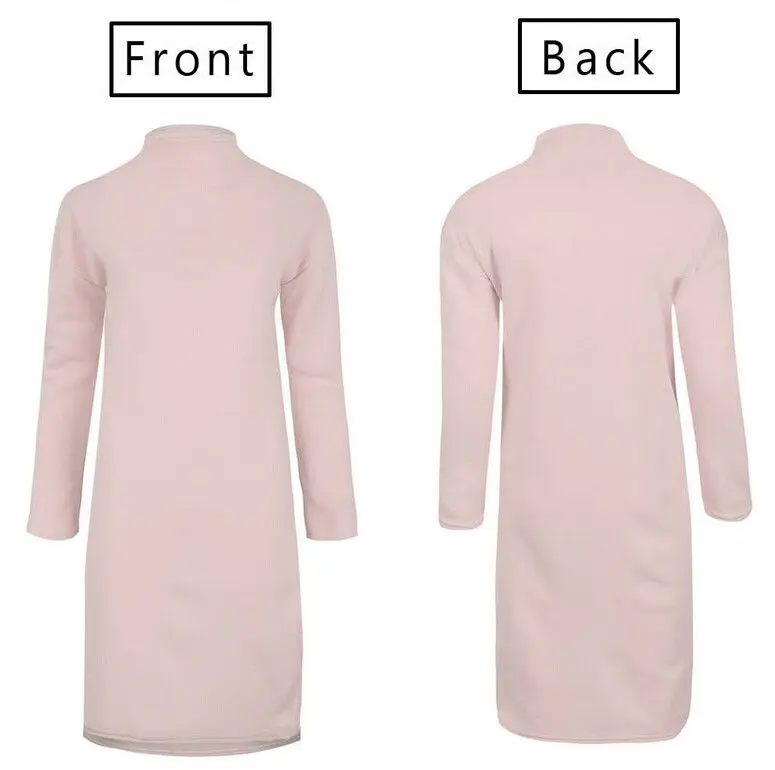 2020 Brand Women Knitted Dress Turtleneck Autumn Winter Clothes Long Sleeve Solid Warm Stand Collar Soft Cotton Female Vestidos | Женская