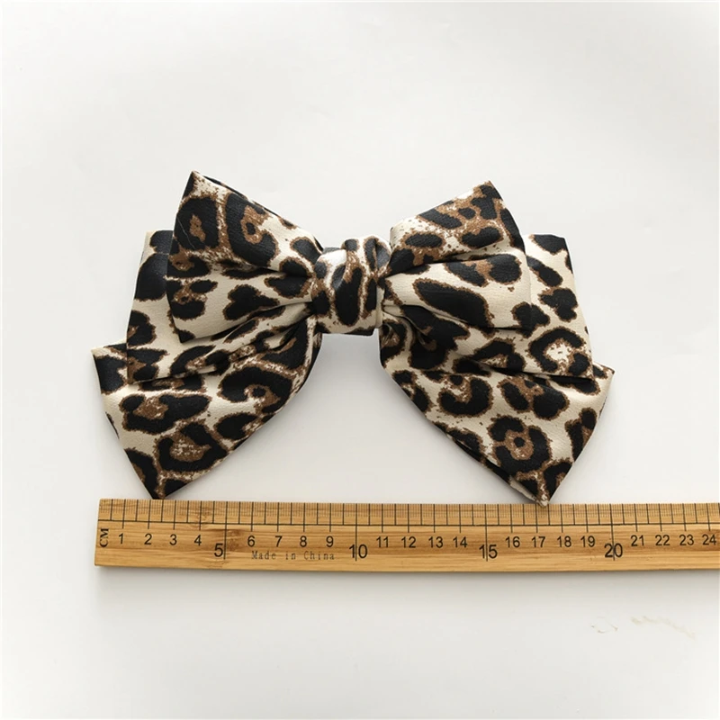 

High Quatity Leopard Print Big Bowknot Hairpins For Girl Popular Hair Clip Women Sweet Two-layer Satin Hairgrip Hair Accessories