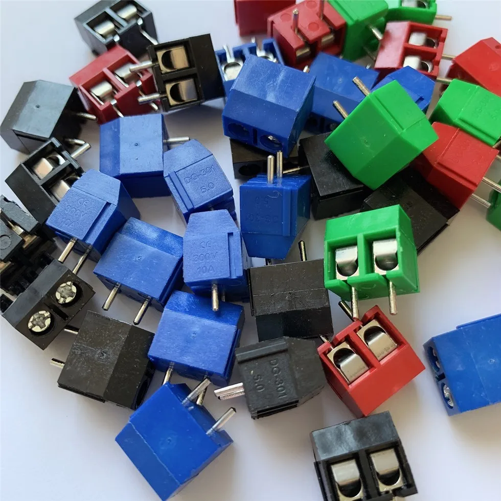 20 шт./лот KF301 2P винт 2Pin 5 0 мм прямой контакт PCB винтовая Клеммная колодка