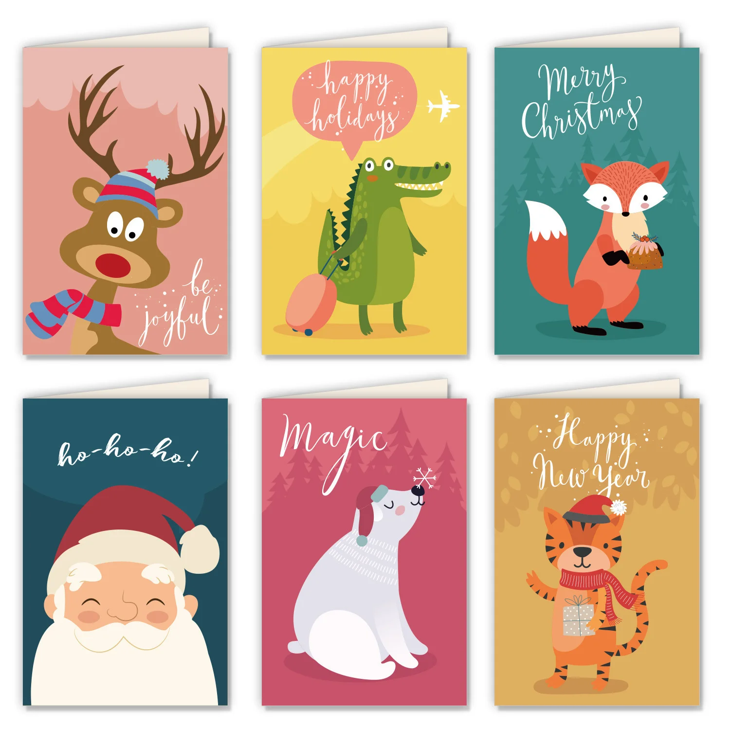 

6PCS Christmas Greeting Card Kids Cartoon Christmas Blessing Greeting Cards Envelope New Year Postcard Gift Card Xmas Party