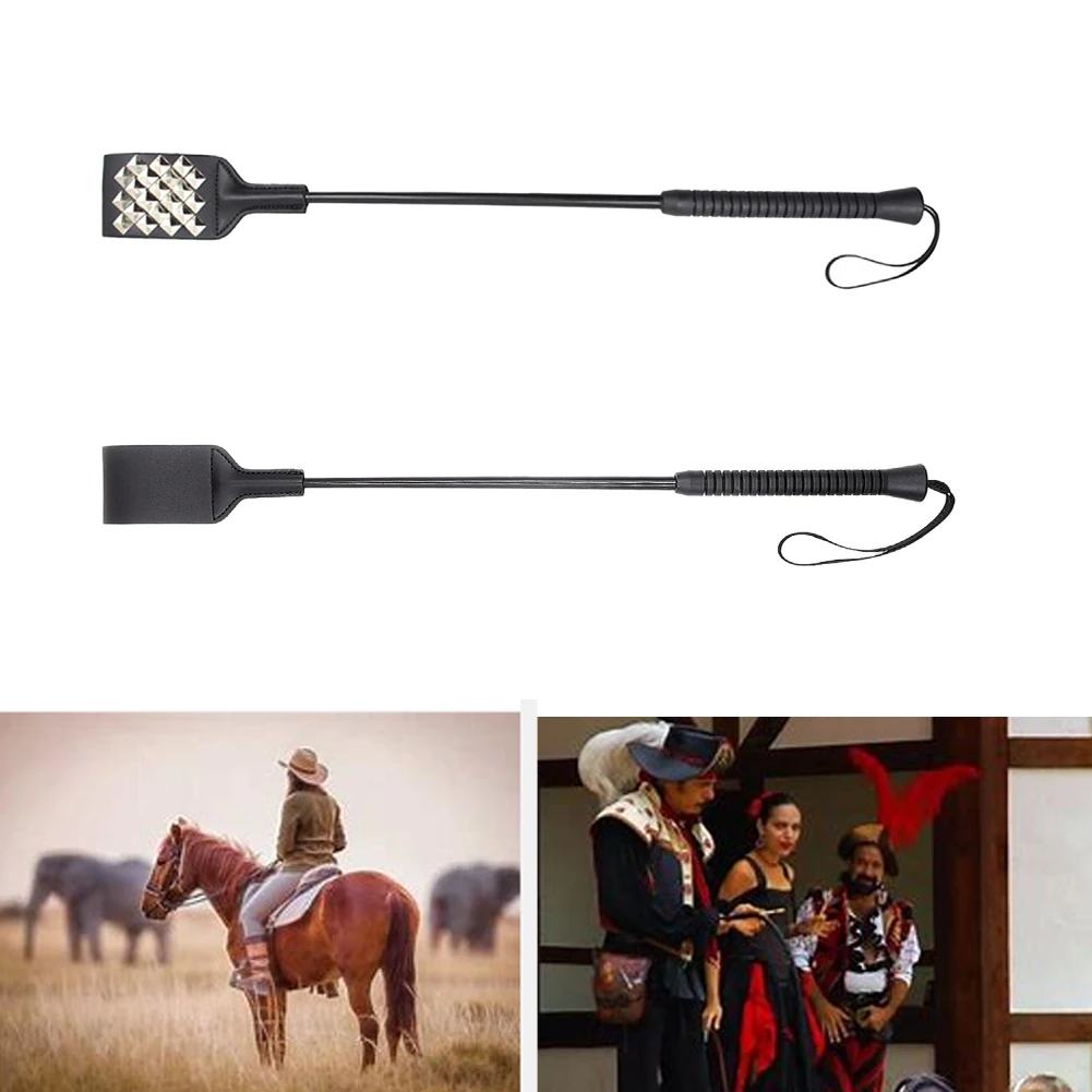 

Portable Horse Whip Equestrianism Riding PU Leather Cosplay Non Slip Soft Outdoor Sports With Slapper Lightweight Training Crops