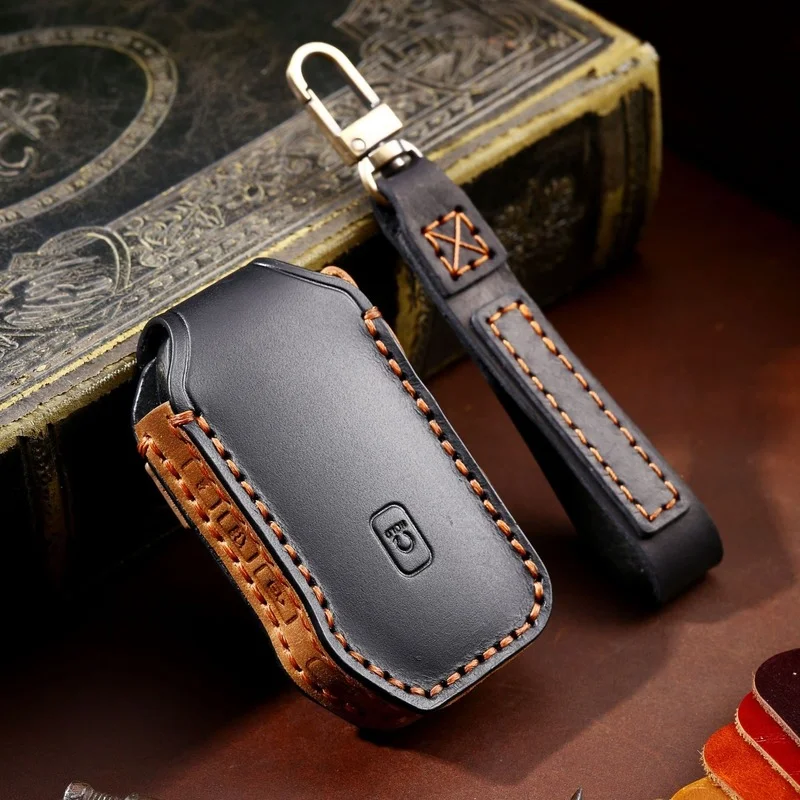 

Crazy Horse Skin Leather Car Remote Key FOB Case Cover for Kia Sportage Ceed Sorento Cerato Forte Seltos Telluride Key Holder