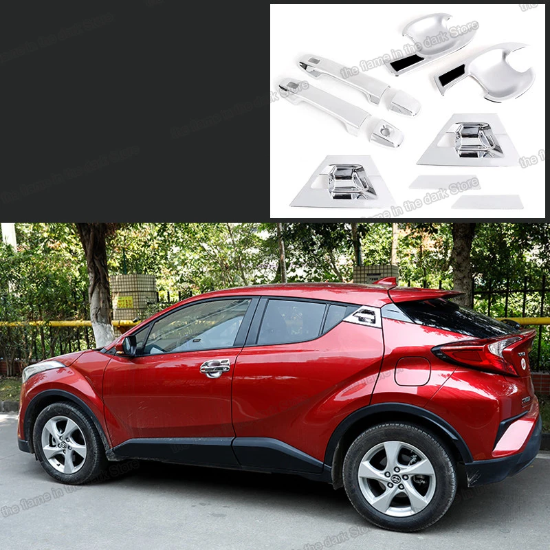 lsrtw2017 carbon fiber abs car door bowl handle trims for toyota 2017 2018 2019 2020 chr chrome styling c-hr accessories | Автомобили и