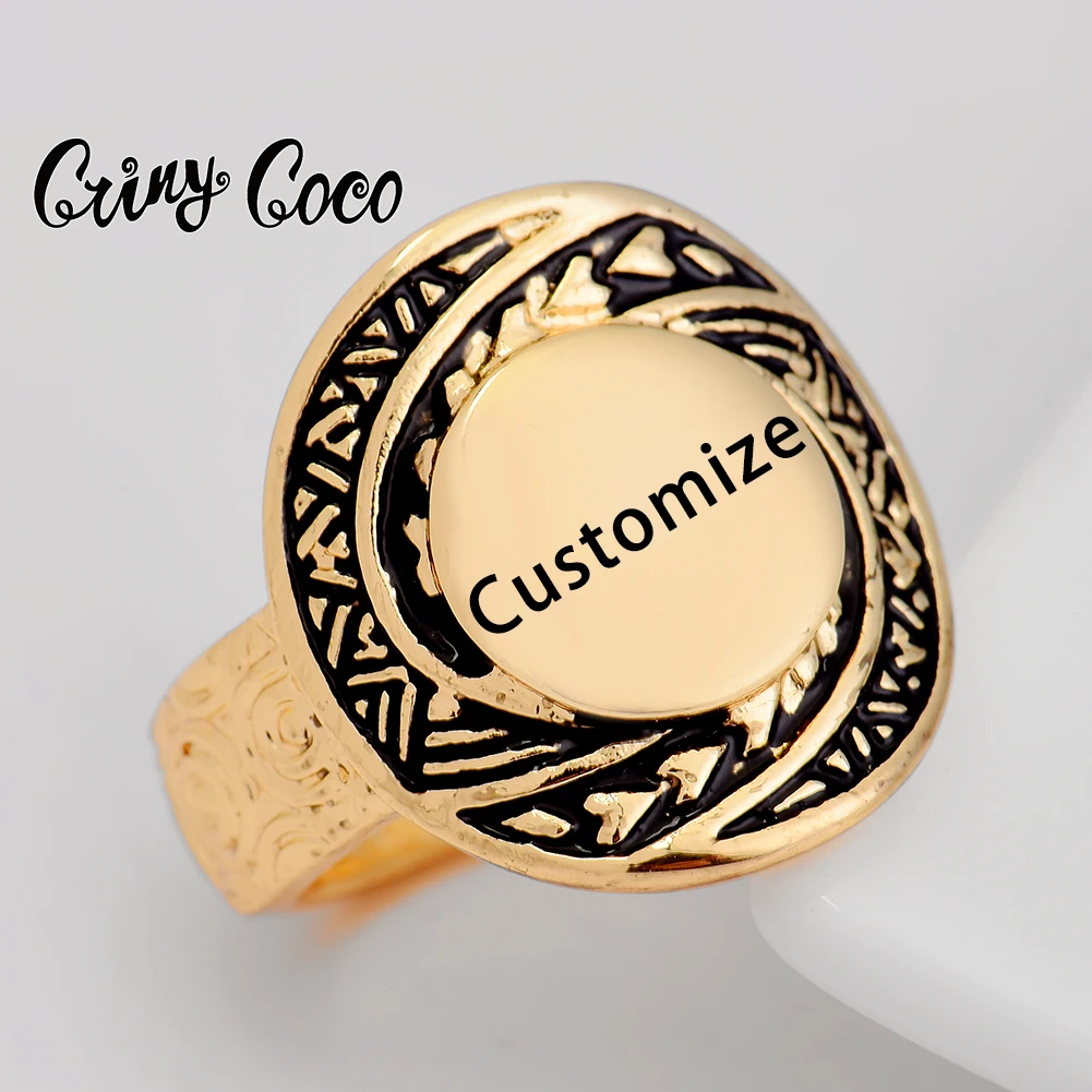 

Cring Coco Personalized Custom Name Ring for Men Women Trendy Gold Hawaiian Polynesian Marshallese Size 10 Rings Jewelry 2021