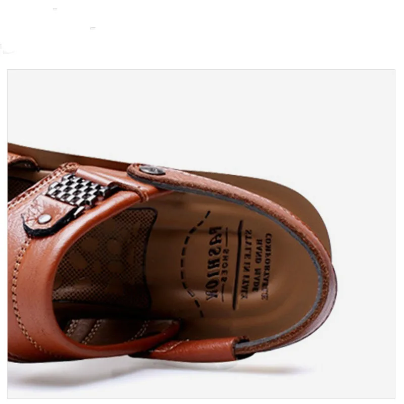 

Genuine Leather Sandals Men Shoes Summer Beach Shoes Roman Flat Sandals Leather Shoe Outdoor Slippers Footwear Zapatos De Hombre