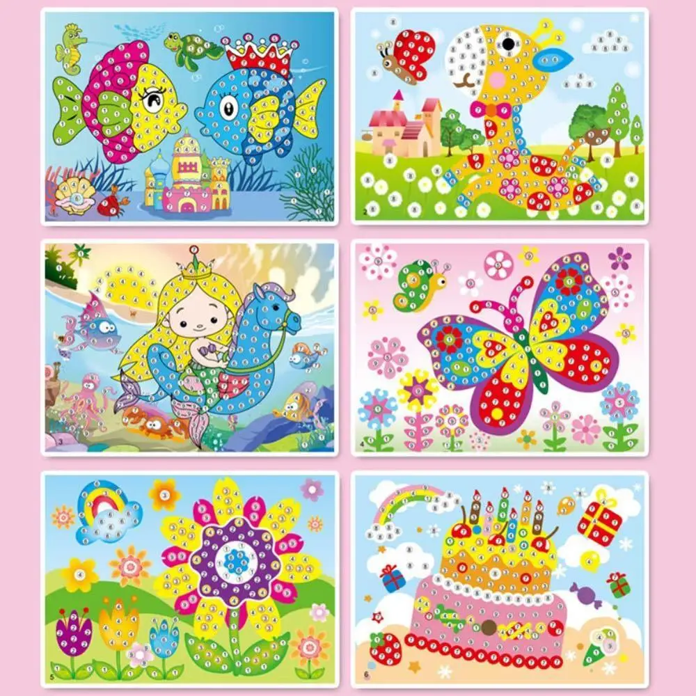 

1pcs Different Kids Children Kindergarten Educational Crafts Mosaic Crystal Puzzles DIY Sticker Diamond Toys Painting