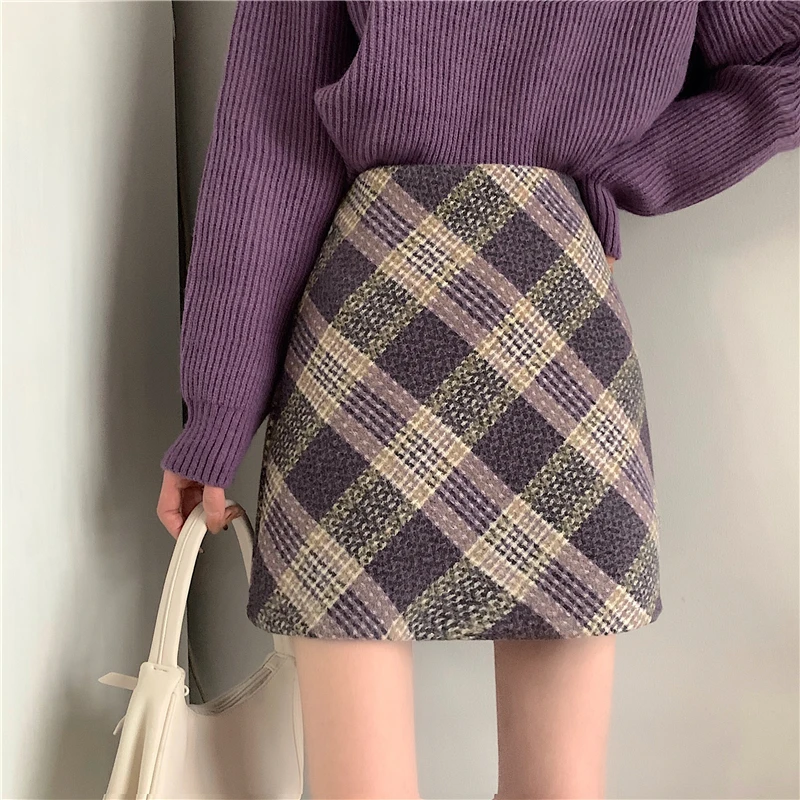

Plaid Skirt Women's New High Waisted And Versatile Short Skirt With Thin Buttocks In Spring 2021
