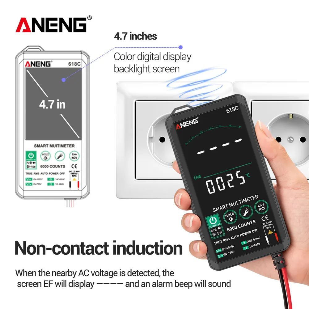 Цифровой мультиметр ANENG 618C умный сенсорный экран аналоговая панель постоянного