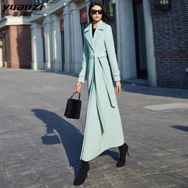 Красивая одежда для сада светильник-зеленое шерстяное пальто женщин Новинка