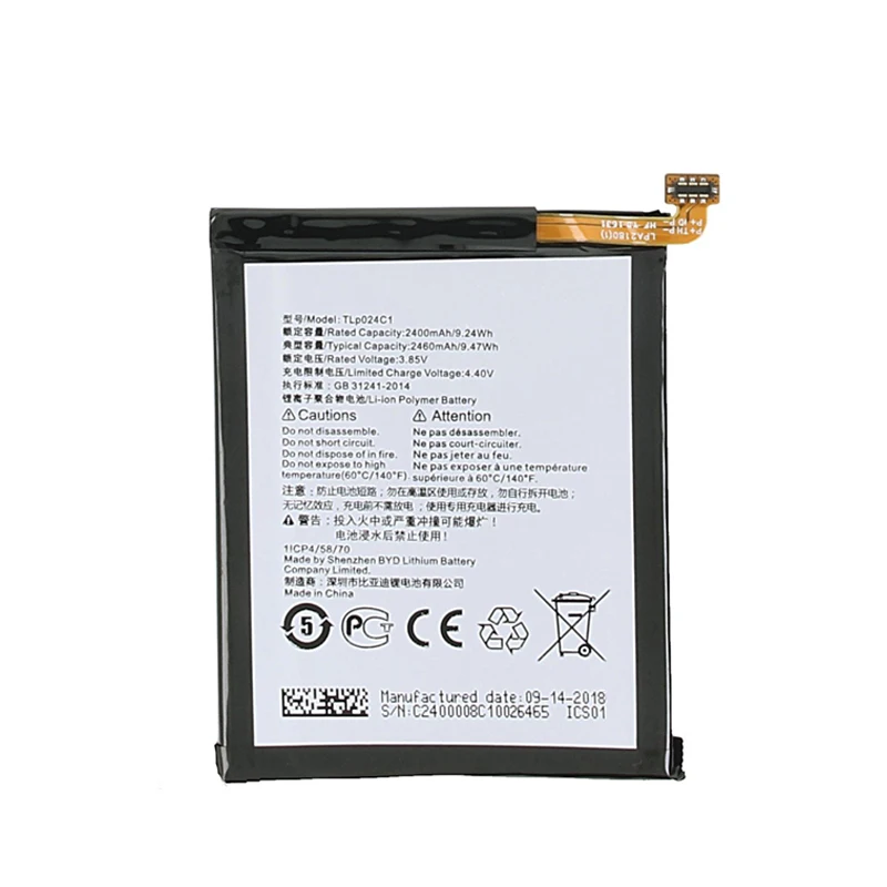 Аккумулятор 2460 мАч TLP024C1 TLp024CC TLP024CJ для Alcatel A3 OT 5046/Shine Lite 5080 5080X 5046D 5046Y