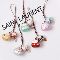 japanese lucky cat smart phone strap lanyards decoration sakura cat mobile rope charm airpods keychain couple gift dream color