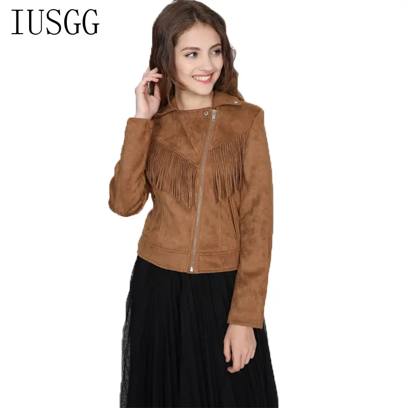 Элегантная замшевая куртка с бахромой зимнее базовое пальто на молнии шикарные