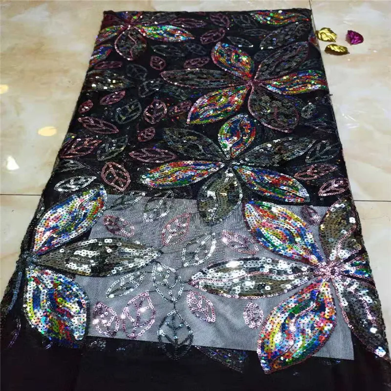 Оранжевая французская бархатная кружевная ткань с блестками желтая