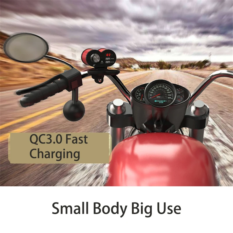 Мотоцикл прикуриватель USB зарядное устройство с Вольтметр дисплей времени