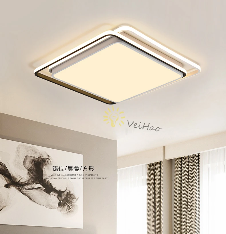 Современный умный дом светодиодный Люстра черный белый квадратный Современный Высококачественный Люстра для гостиной спальни лампа для учебы AC85-260V