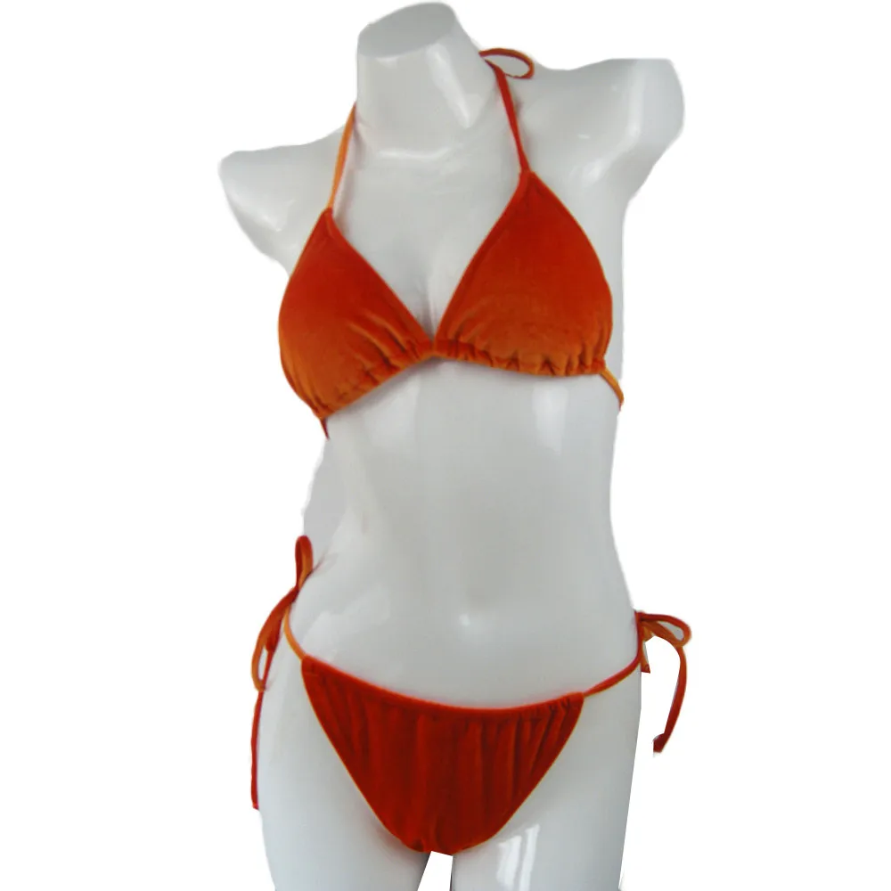 Винтажный женский сексуальный Бархатный комплект бикини купальник бандажный