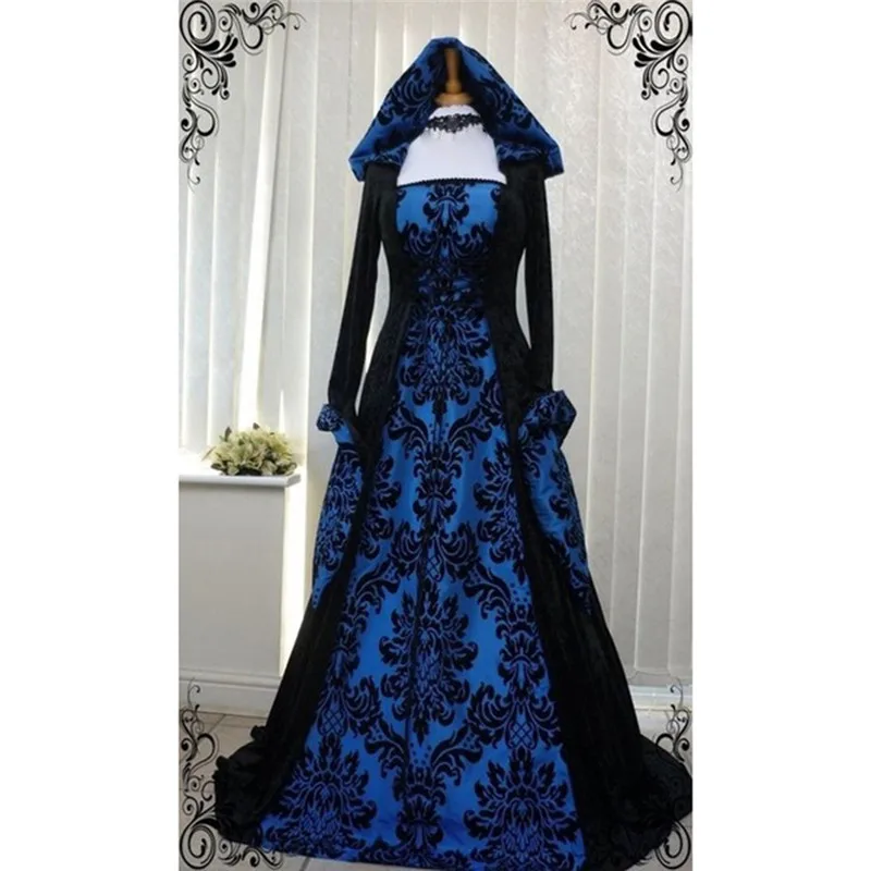 Винтажное готическое платье до пола с капюшоном | Женская одежда