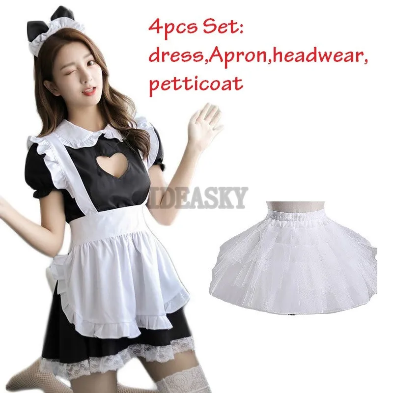 Классический черный костюм горничной из кафе косплей милая Лолита платье