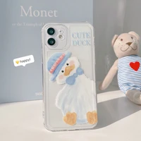 the cute duck phone case is suitable for iphone 12 11 pro max xr xs max 7 8 plus x 13 mini 7plus soft silicone protective cover