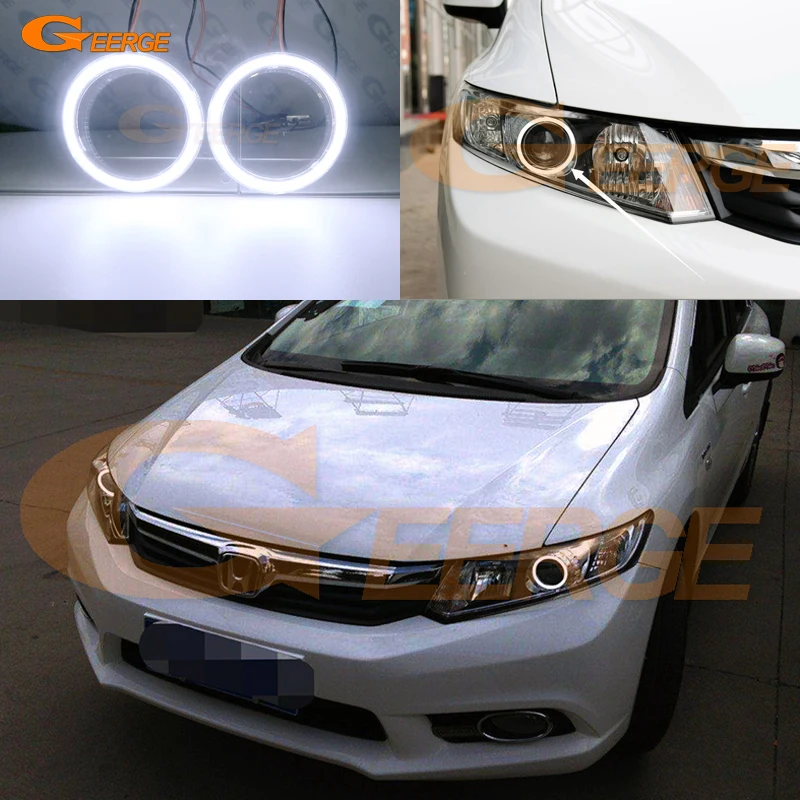 

Для Honda Civic Sedan 2012 2013 2014 2015, головной прожектор, отличный ультра яркий COB комплект светодиодов «глаза ангела», halo Ring, дневсветильник