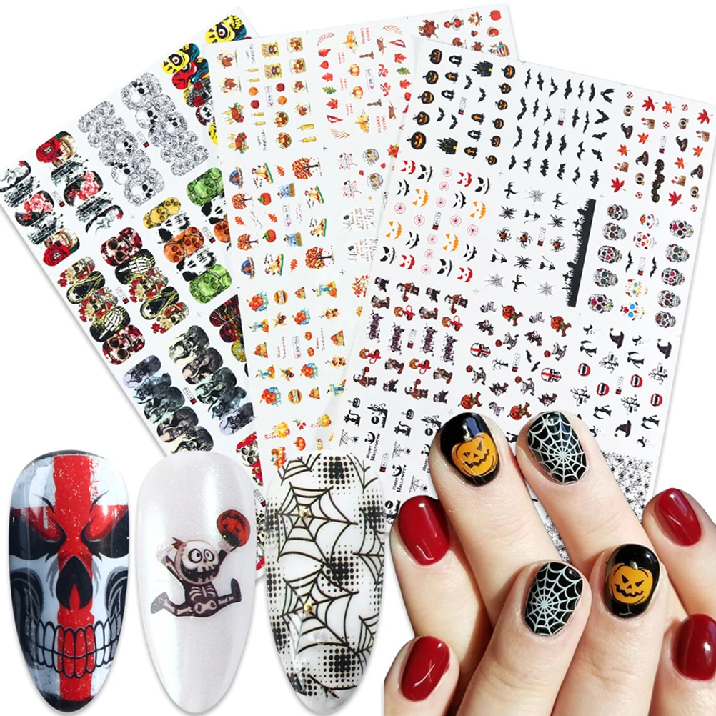 

Halloween Nail Art Stickers Skeleton Water Transfer Decals Nails Foil Manicure party Decoration