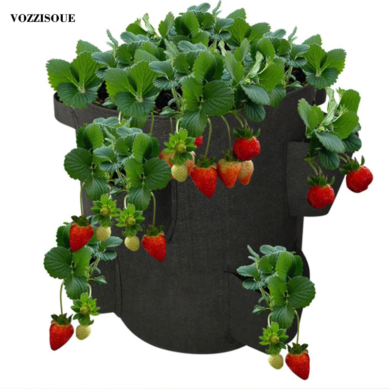 DIY садовый мешок сажалка для клубники горшок из ткани рассада цветов сумки овощной мешок вертикальные кармашки для садовых растений для растений 10 галлонов - Цвет: Floor-standing