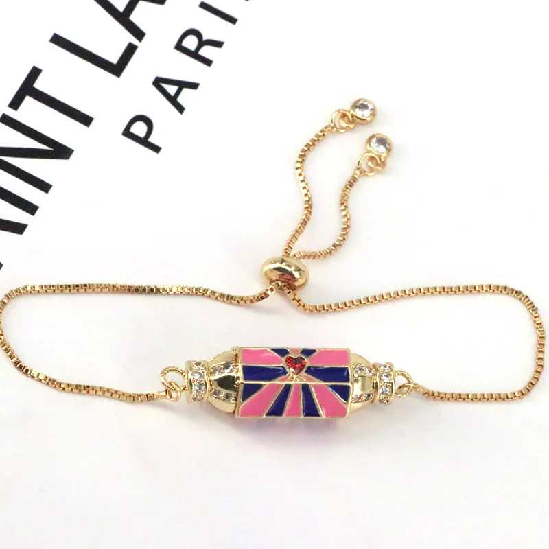 

5Pcs New Unique Bracelet Gold Enamel Love Hexagon Bracelet For Women DIY Charms Handmade Fashion Jewelry