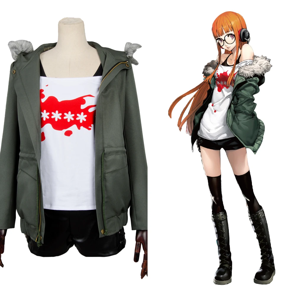 

Persona 5 Cosplay Futaba Sakura Cosplay Costume Shirt Coat Jacket Full Suit Halloween Carnival Cosplay For Woman