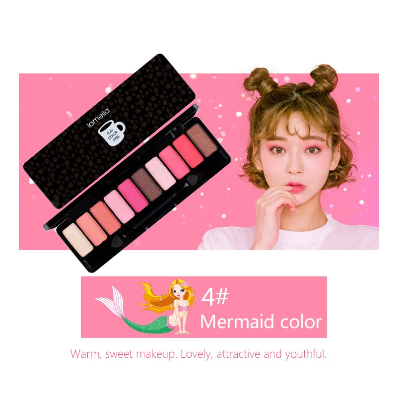 04-Mermaid color Модная палитра теней для век, 10 цветов, матовая палитра теней для век, блестящие тени для век, макияж телесного цвета, косметический набор для макияжа, инструменты - Цвет: 04-Mermaid color