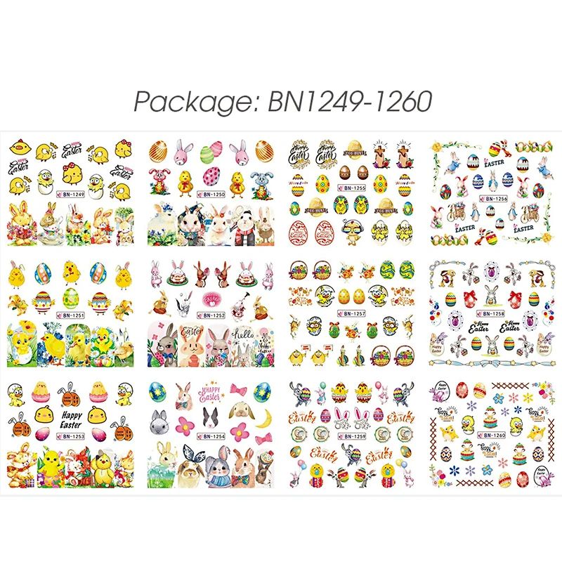 

12Pcs/Set Cute Animals Chick Nail Art Decoration Water Transfer Sticker Decals Nail Accessories