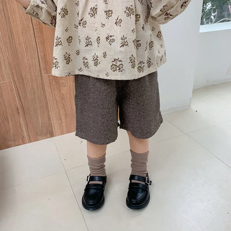 

1-6 Year Children Girls Pants Autumn Kids Knee Length Wide Leg Pants Girls Cotton Pants Baby Casual Trousers