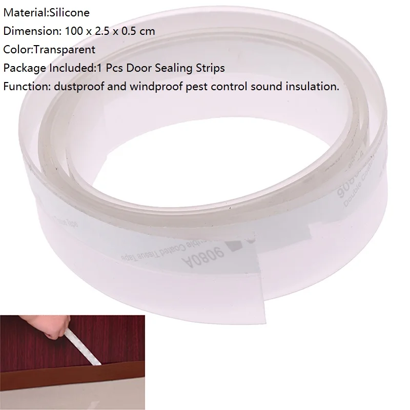 1 шт. Гибкая уплотнительная лента для нижней части двери звукостойкая