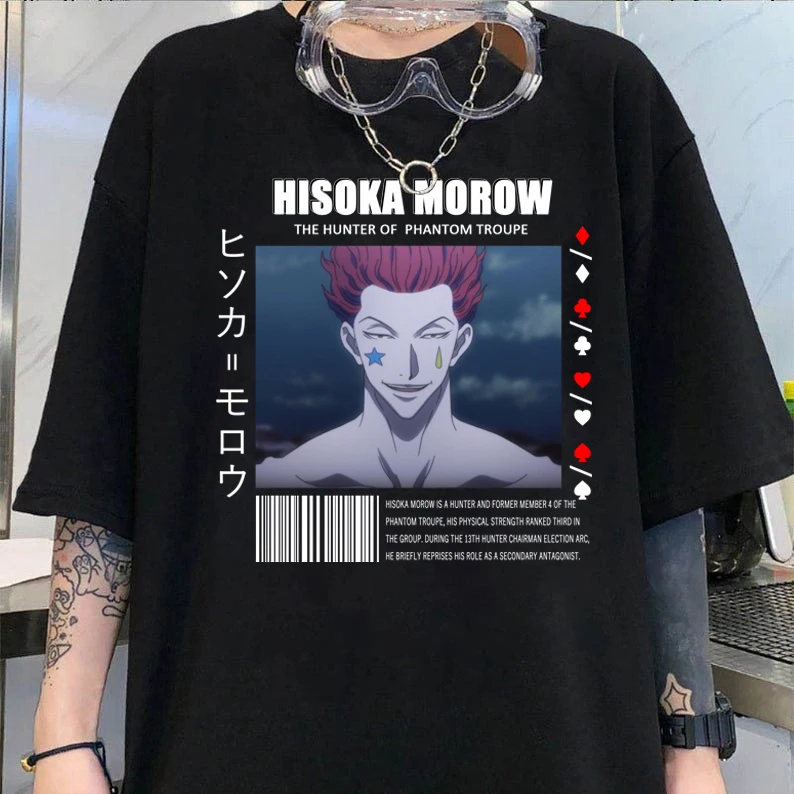 

Hunter X Hunter T-Shirt Men Pre-shrunk Cotton Awesome Tshirt O- Neck Short Sleeved Hisoka Morow T Shirt Anime HxH Tee Harajuku