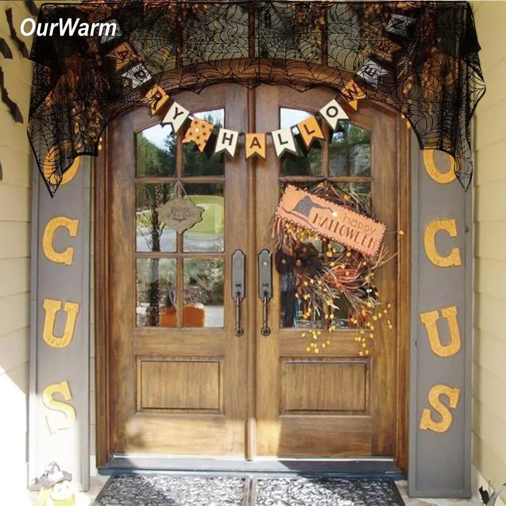 Украшение на Хэллоуин OurWarm черно белая кружевная мантия шарф Spiderweb накидка