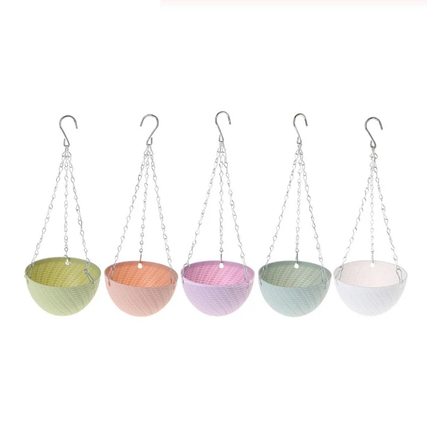 

5Pcs Round Plastic Hanging Basket Flower Pot 16X10cm Garden Plant Chain Planter Decoration