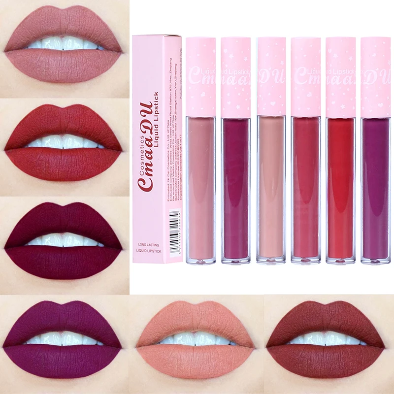 

CmaaDu 6 Color Matte Lipsticks Lip Gloss Waterproof Lasting Moisturizing Liquid Lipstick Lip Glaze Cosmetics Lip Makeup TSLM2