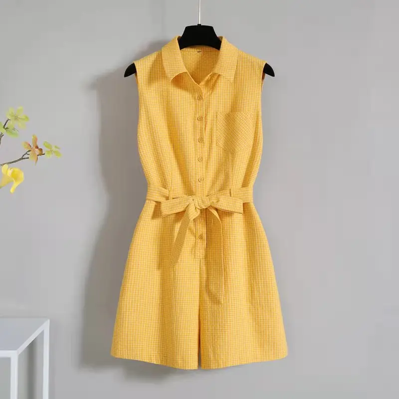 Oversized Woman Clothing New Summer Overalls For Women 2022 Sleeveless Female Jumpsuit High Waist Green Playsuits With Bandage |