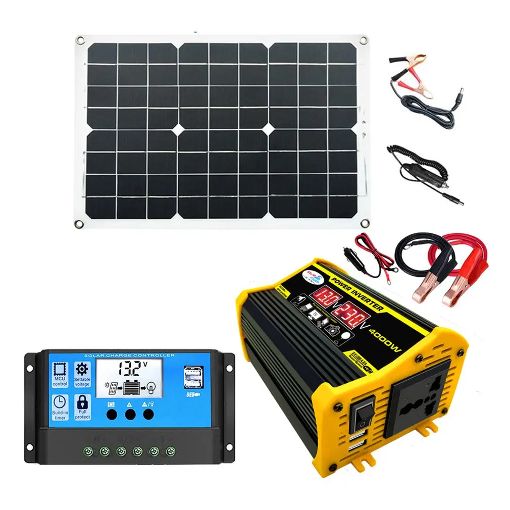 

Sturdy Practical 300W Inverter+30A 12V/24 Controller+18W18V Solar Panel Solar Charge Controller Solar System