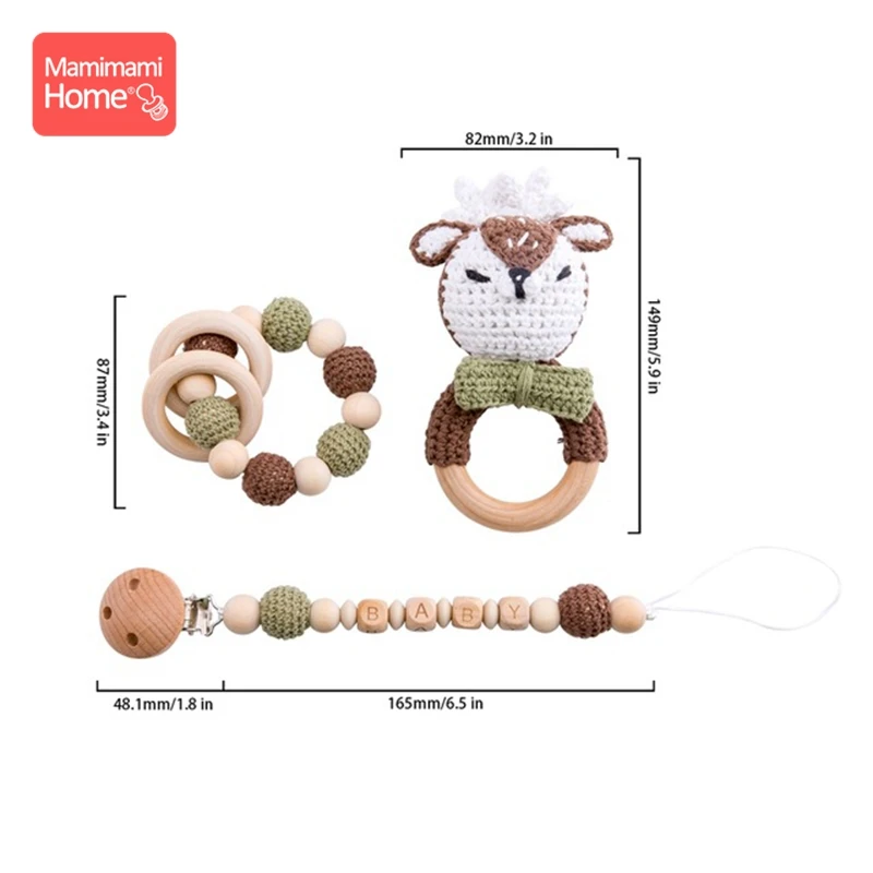 Deer Set 4 Детский деревянный Прорезыватель крючком игрушки животных деревянные пустые грызуны олень погремушка пустышка зажим подвеска силиконовые бусины детские товары - Цвет: Deer Set 4