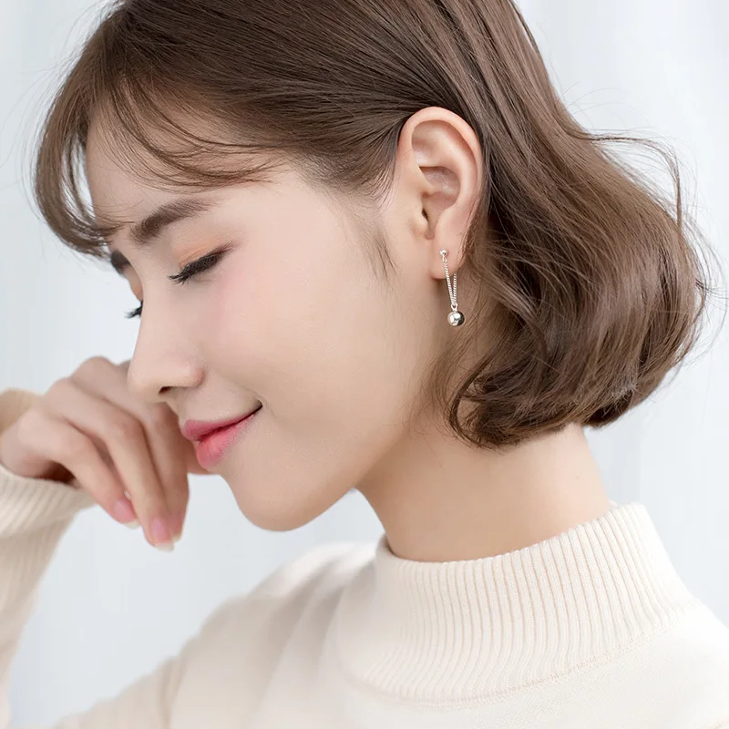 Серьги-гвоздики с бусинами 100% 925 пробы серебряные серьги милый подарок для женщин