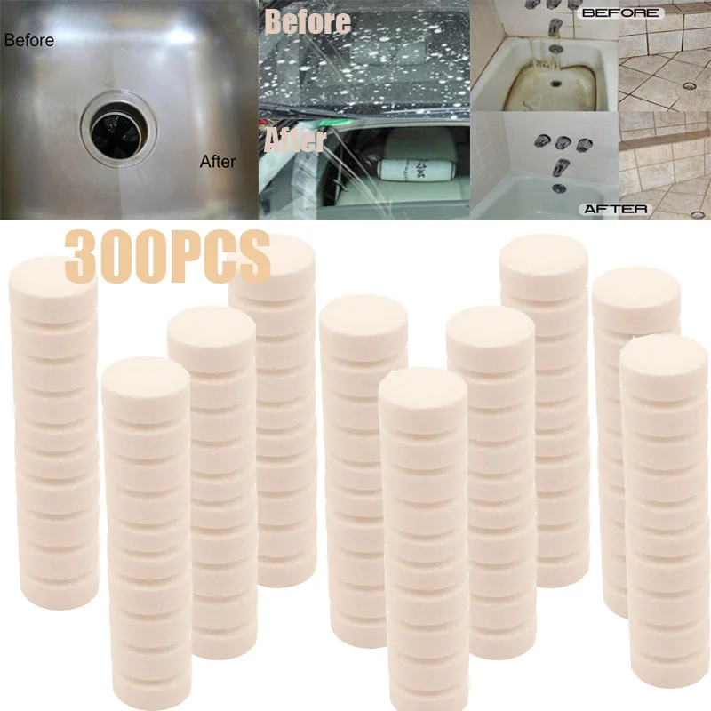 300PCS White 50-500 шт Белый/Синий Многофункциональный Effervescent Спрей очиститель набор стеклоочистителей для домашней уборки автомобиля концентрат Effervescent очиститель - Цвет: 300PCS White