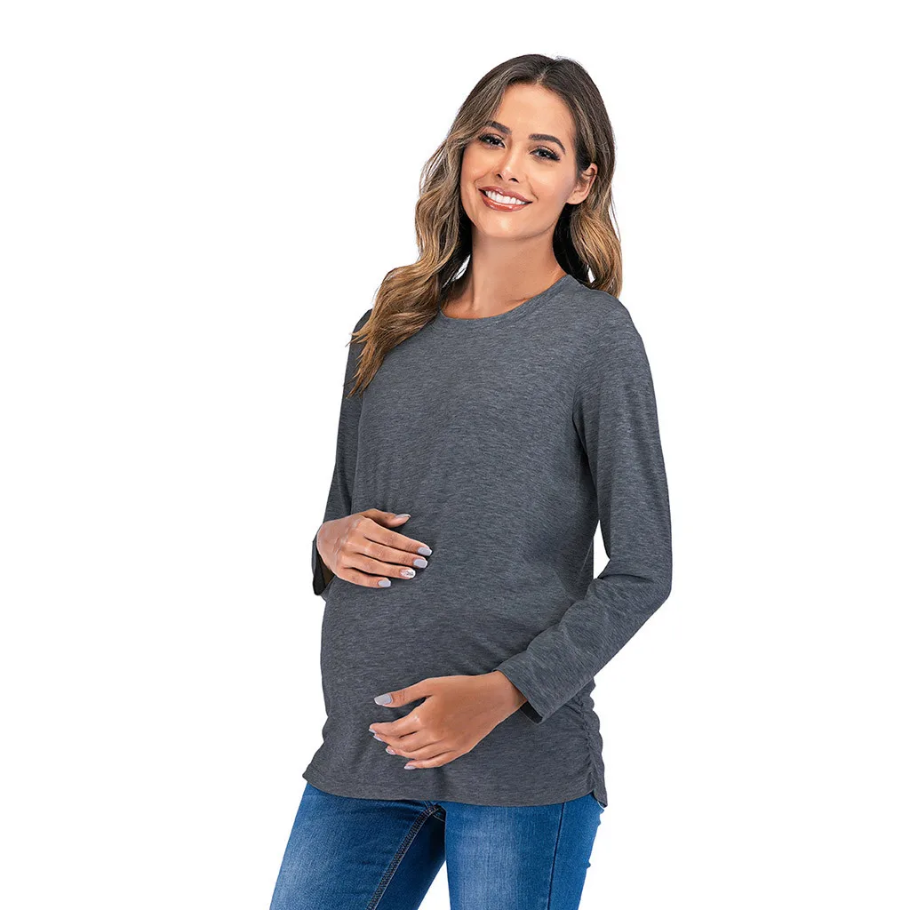 maternity clothes Long Sleeve pregnant Nursing top blouse breastfeeding pregnancy loose solid for women ZJ | Мать и ребенок