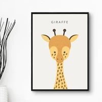 cartoon giraffe canvas painting stick figures animals hd print nordic back wall art posters pictures for living room decoration