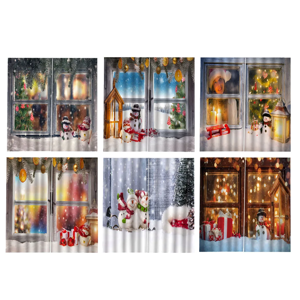 Рождественская 3D цифровая печать занавеска для гостиной абстрактный фон рамка