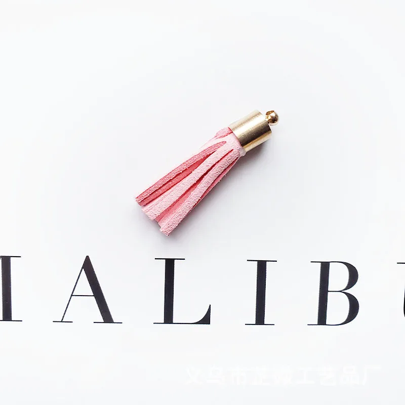 

35mm Mix Color Suede Tassel For Keychain Cellphone Straps Jewelry Charms 10pcs Leather Tassel With Metal Caps DIY Accessories