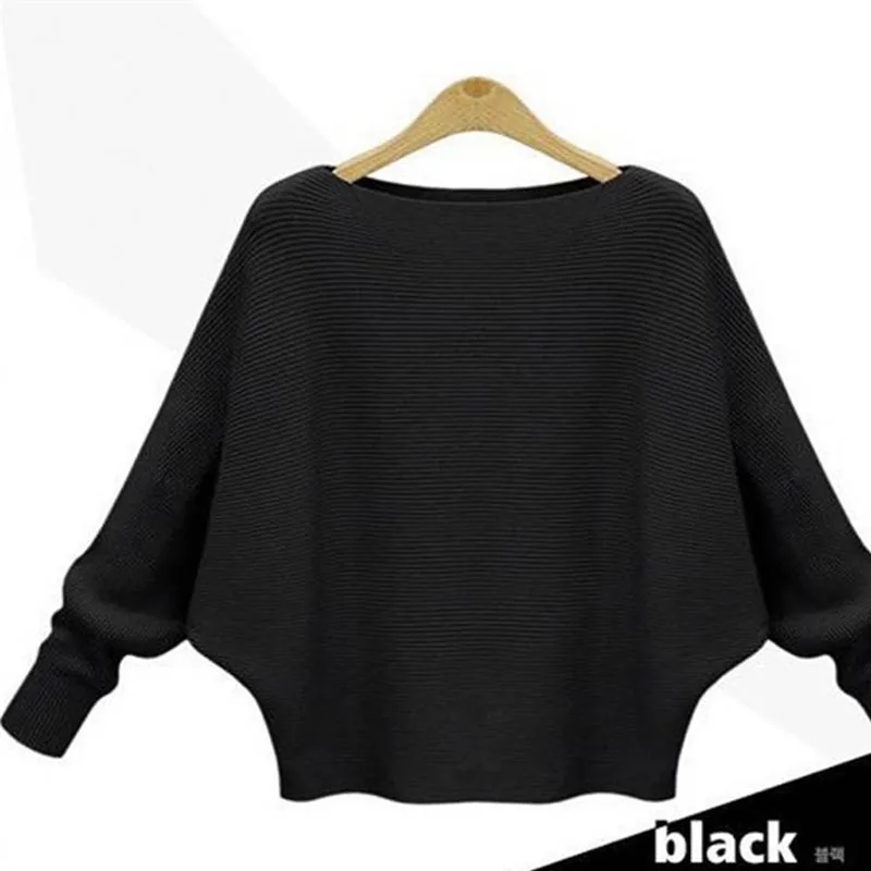 Женские вязаные свитера с круглым вырезом и рукавом летучая мышь теплая