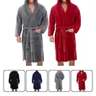 Плюшевая ночная рубашка, осенне-зимняя Пижама, Привлекательный теплый мужской банный халат длиной до колена с капюшоном