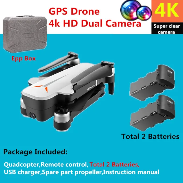 EPP box 2 battery Радиоуправляемый Дрон 8811 gps 5G Квадрокоптер с широкоугольным 4K камерой Дрон жеста складной оптический поток Дрон Вертолет VS SG906 - Цвет: EPP box 2 battery